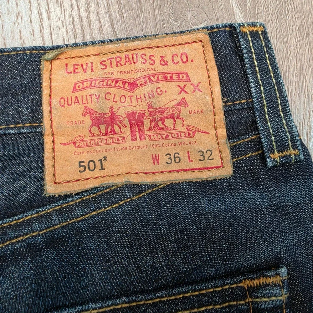 Levis 501 J. Crew Mens Dark Wash Straight Leg Button Fly Jeans 36x32 Indigo